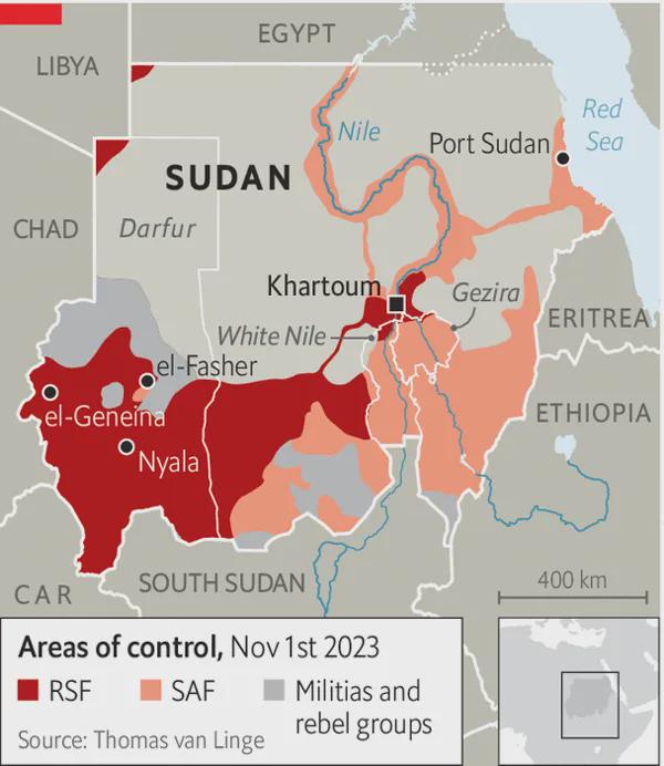 Sudan War: Areas of control (1 November 2023) : r/MapPorn