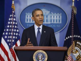 Tổng thống Mỹ Barack Obama trong một cuộc họp bo tại Nh Trắng, Washington, ngy 08/10/2013