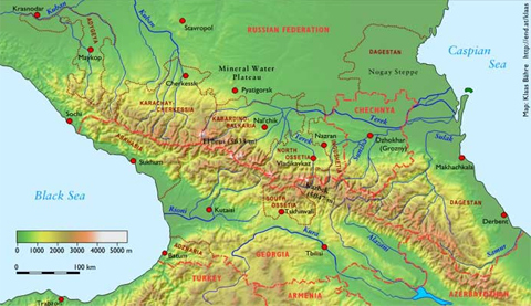 Rặng ni Kavkaz trn bản đồ.