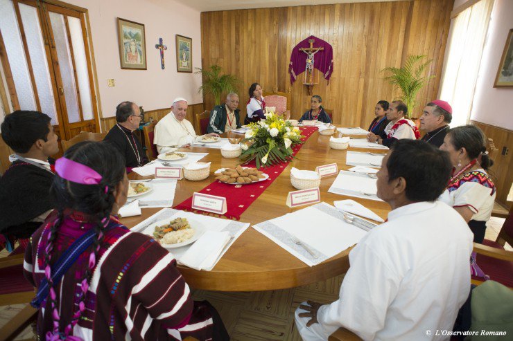 Pope has lunch with indigenous