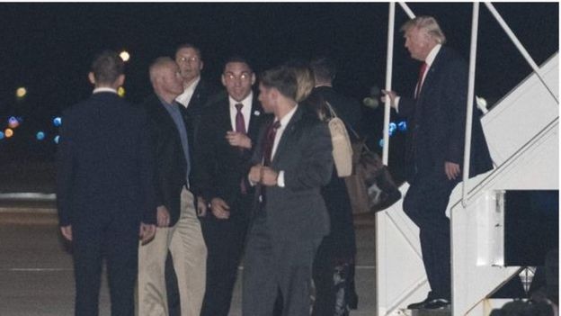 Mr Trump (right) has gone to Florida for the Thanksgiving holiday