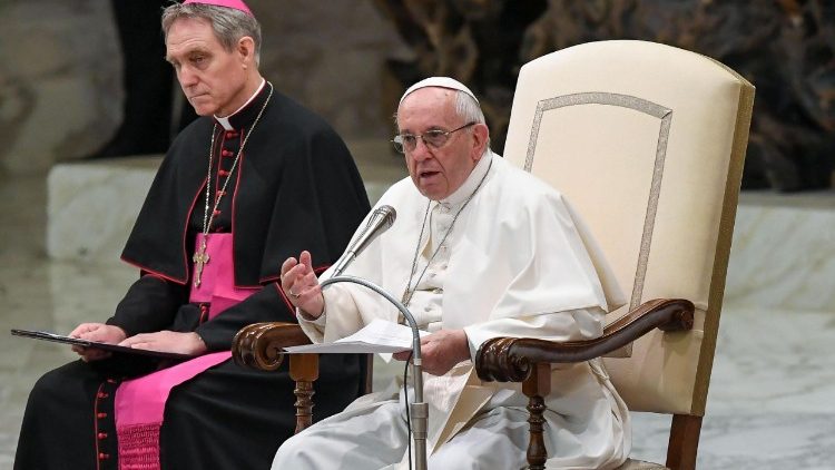 Pope Francis speaks at the Wednesday General Audience 