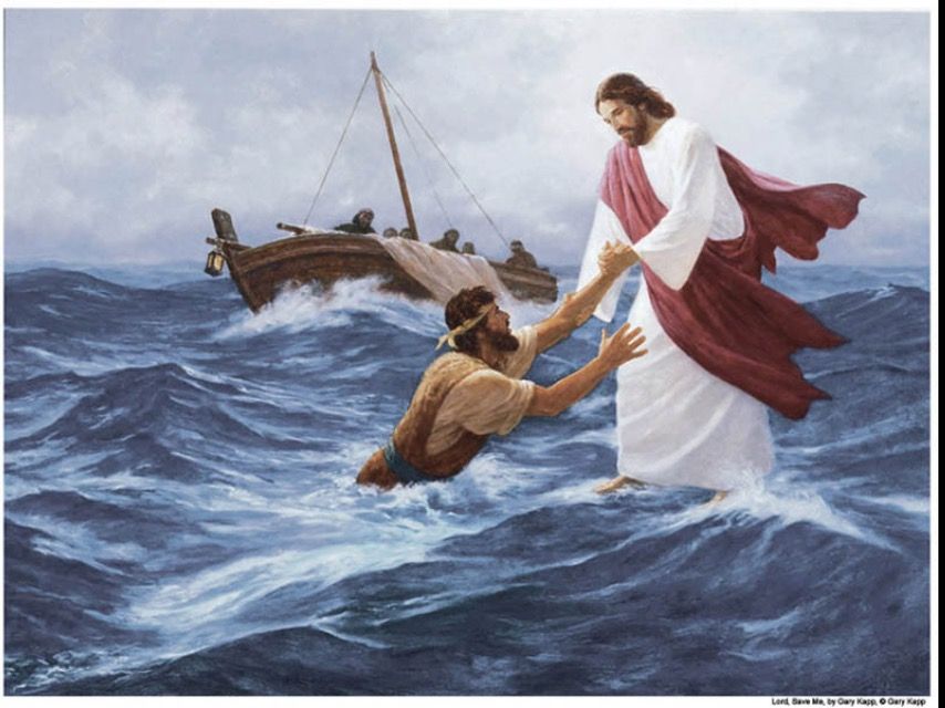 Jesus rescues Peter. | Faith, Jesus pictures, Jesus